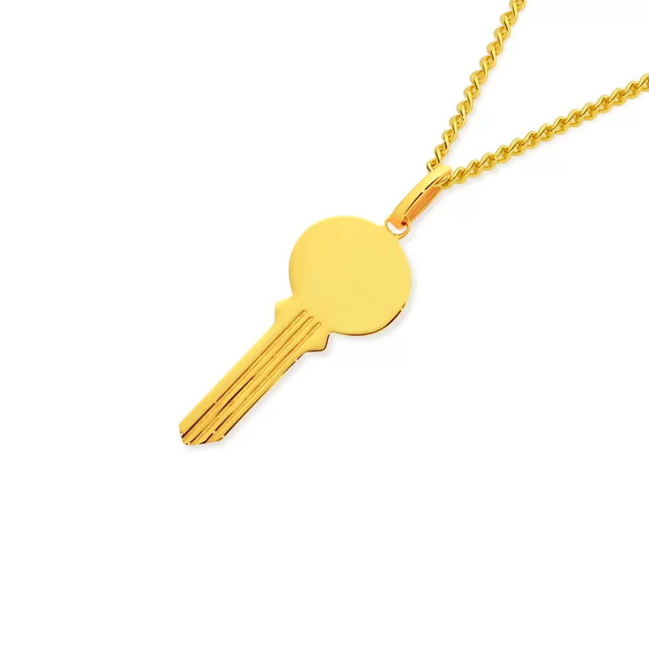 Prouds Charms>9Ct Gold 20Mm Engravable Key Pendant