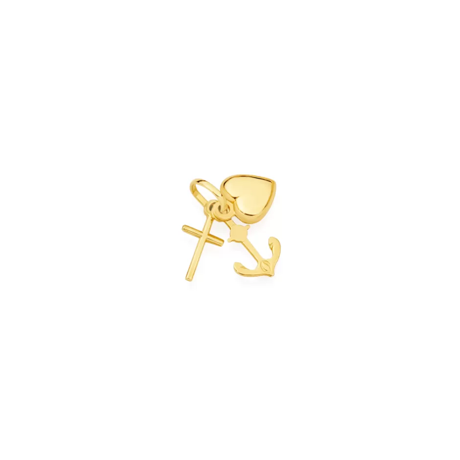 Prouds Charms>9Ct Gold, Faith Hope & Charity Charm