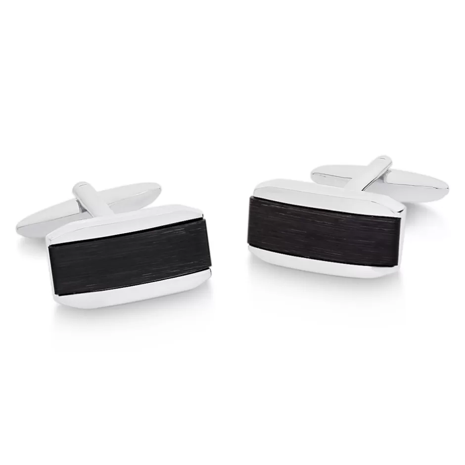 Prouds Cufflinks & Tie Bars>Laidlaw + Leeds Stainless Steel And Black Cufflinks In Black