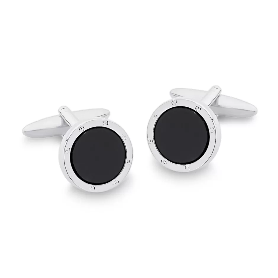 Prouds Cufflinks & Tie Bars>Laidlaw + Leeds Stainless Steel And Onyx Cufflinks