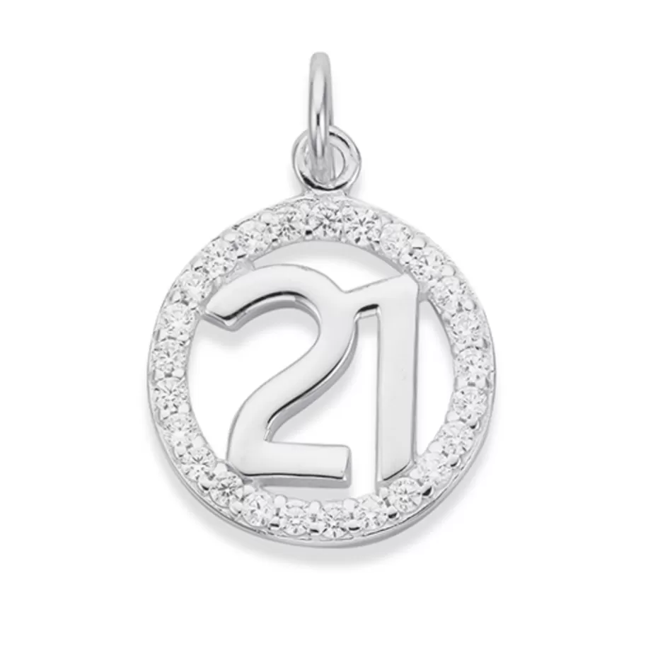 Prouds Charms>Silver 21 In Cz Circle Charm In White