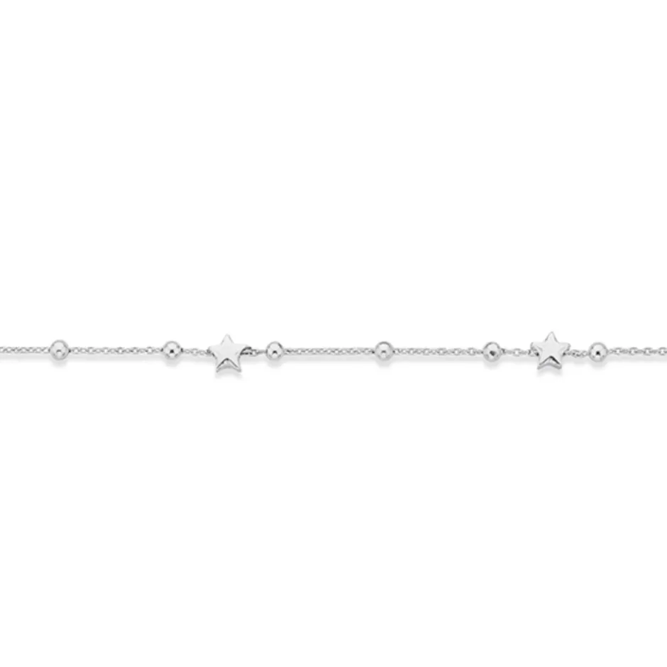 Prouds Body Jewellery>Silver 25Cm Stars & Ball Alt Link Anklet