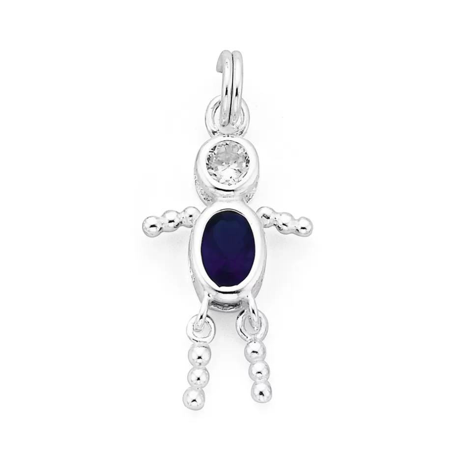 Prouds Charms>Silver Blue Cubic Zirconia Boy Charm In Blue