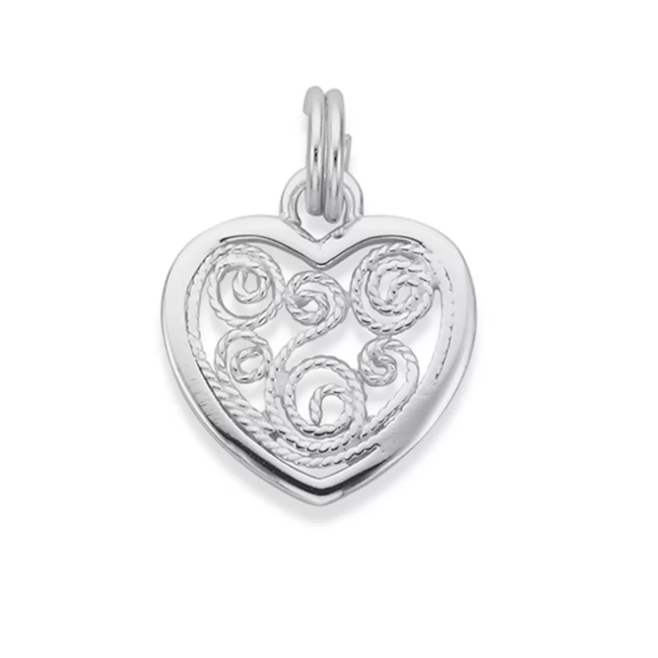 Prouds Charms>Silver Filigree Heart Charm