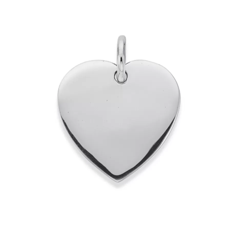 Prouds Charms>Silver Flat Heart Disc Charm