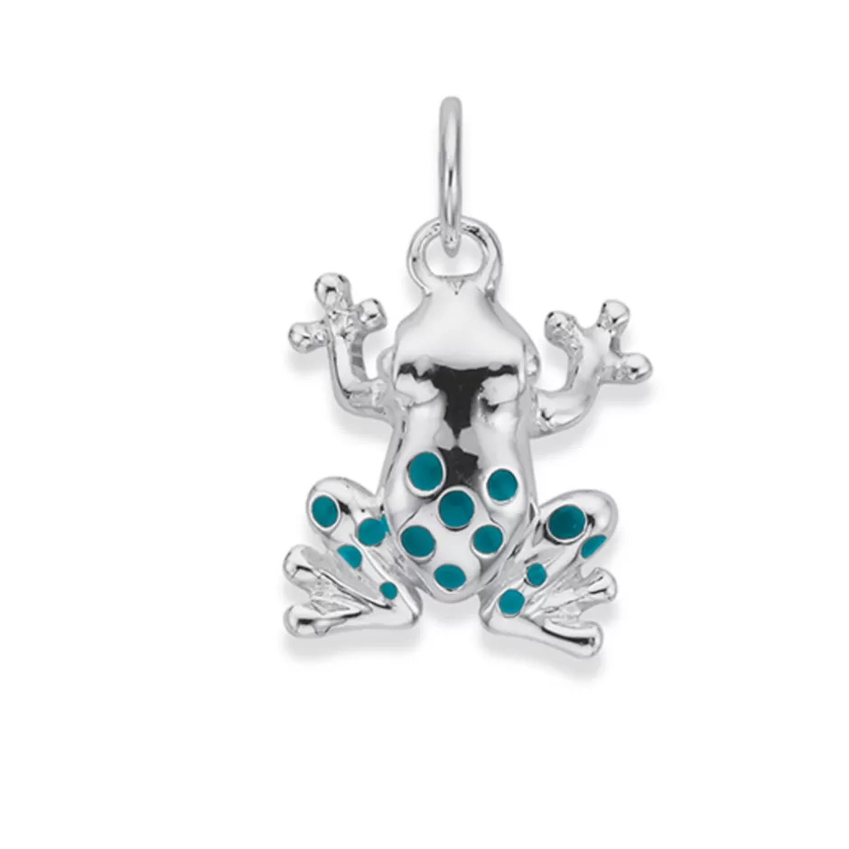 Prouds Charms>Silver Green Frog Charm