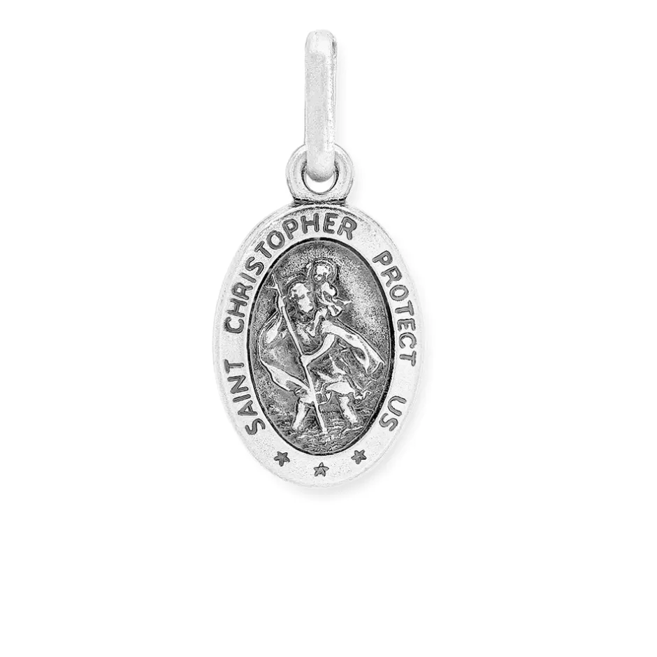 Prouds Charms>Sterling Silver 12Mm Oval St Christopher Medal