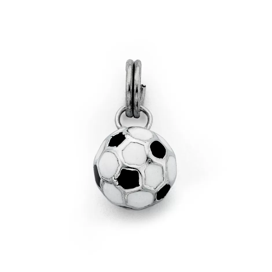 Prouds Charms>Sterling Silver Enamel Soccer Ball Charm