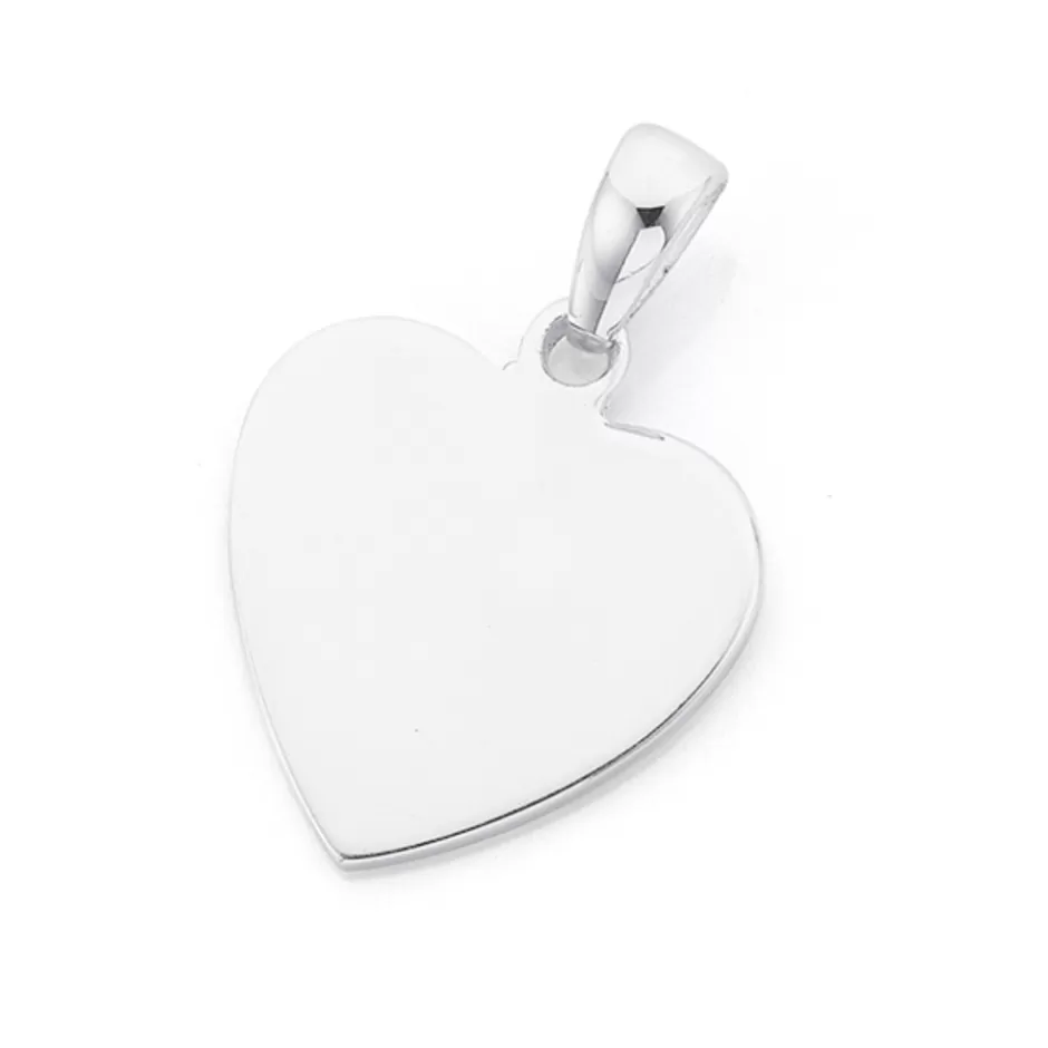 Prouds Charms>Sterling Silverplain Heart Disc